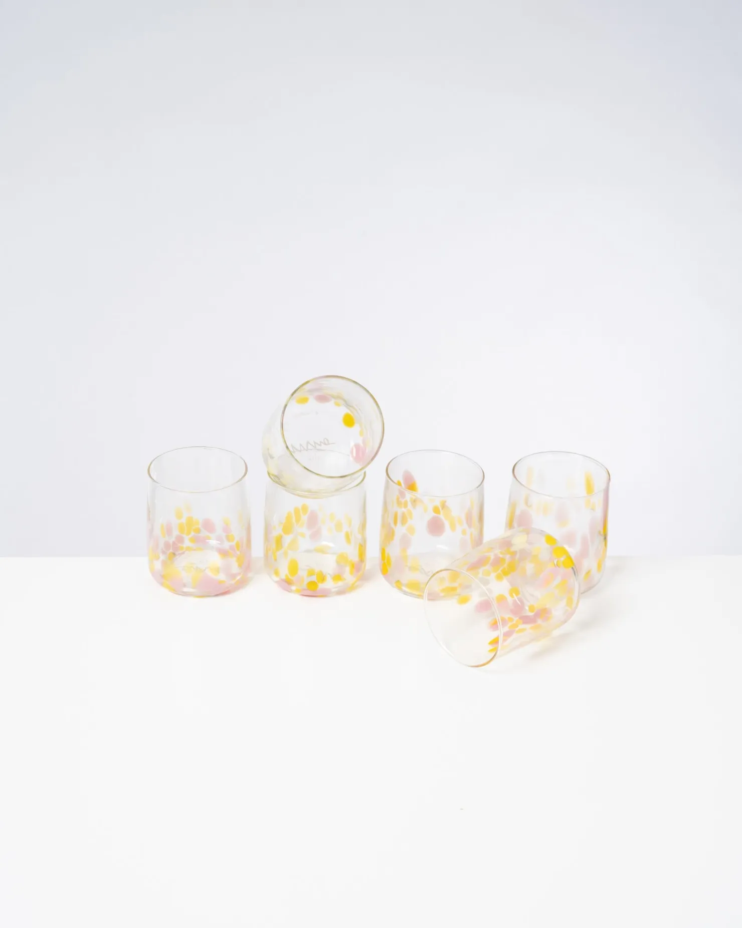 alegria__set_of__glasses_small_big_drops_pink_yellow_2.webp Motel a Miio Kleine Gläser | Gläser Sets %^Alegria - Set Of 6 Glasses Small Big Drops Pink Yellow big drops rosa gelb