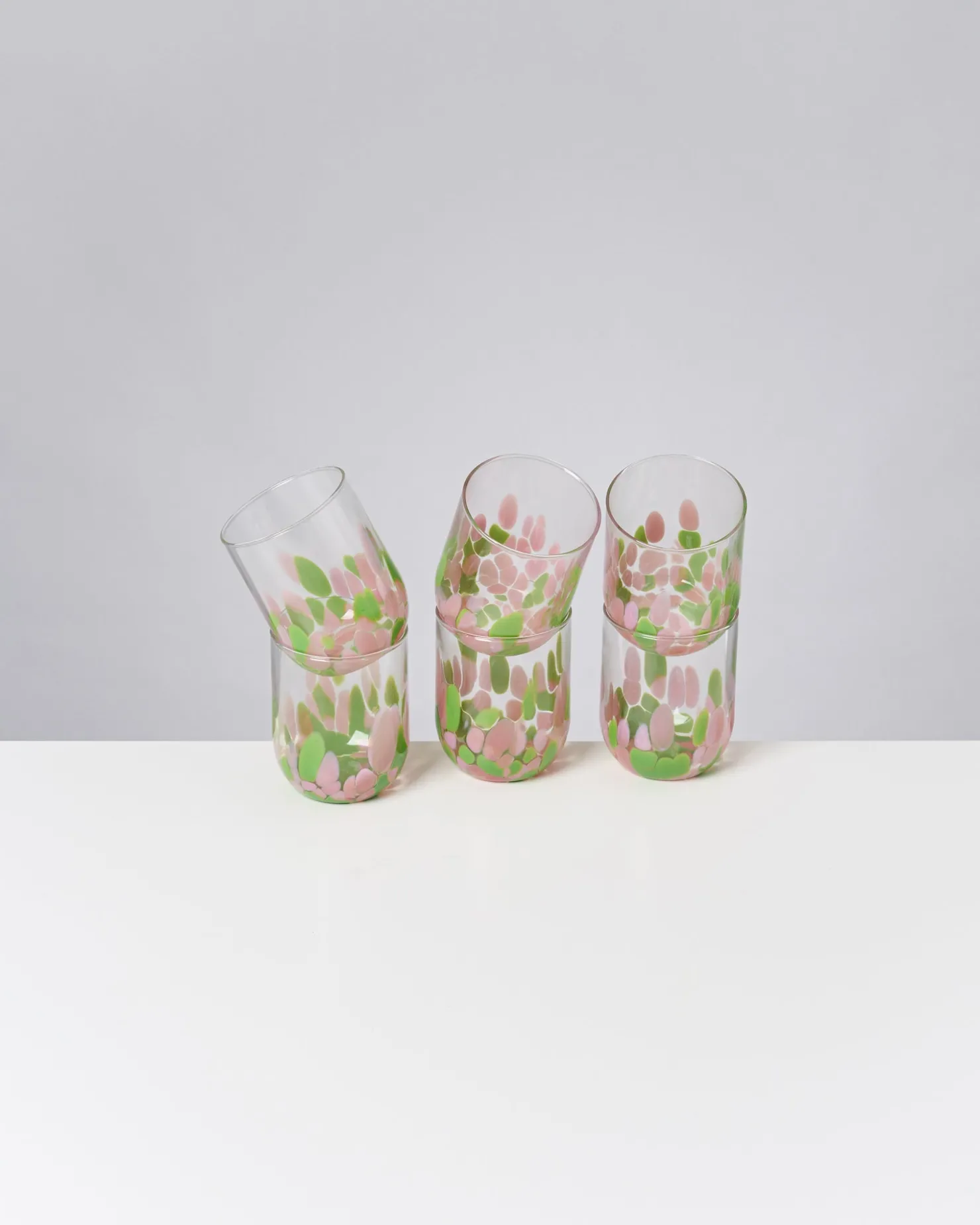 Motel a Miio Große Gläser | Gläser Sets %^Alegria 6er Set Glas Groß drops rosa grün