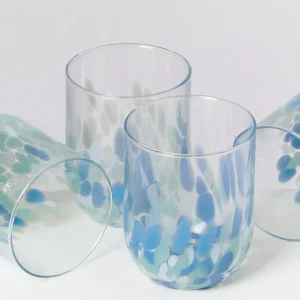 Motel a Miio Große Gläser | Gläser Sets %^Alegria Set Of 4 Glass Large drops blue white
