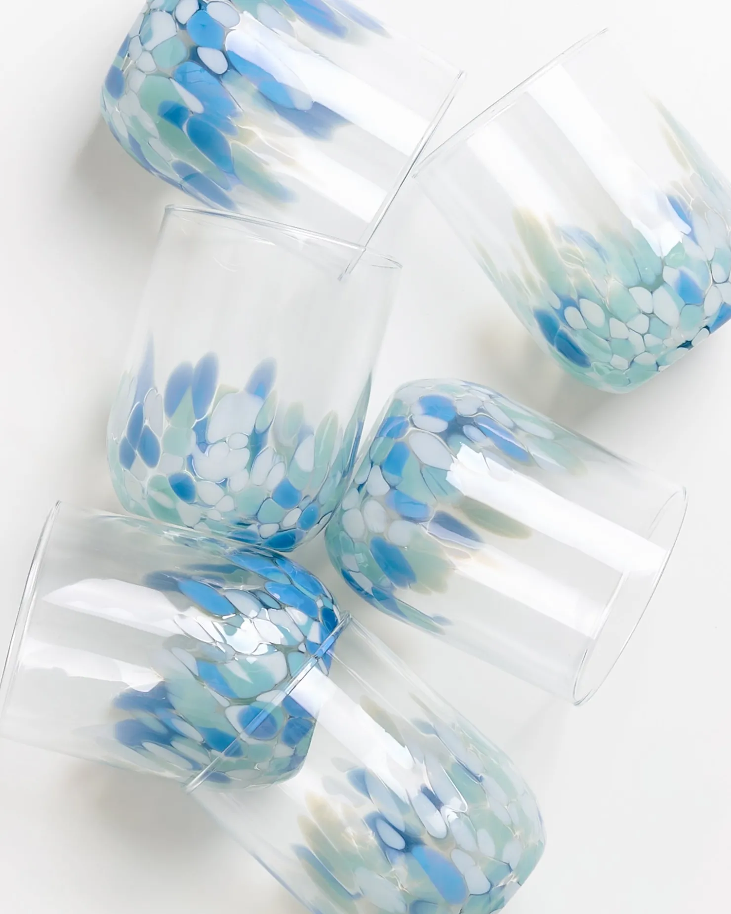 alegria_set_of__glass_large_drops_blue_white_3.webp Motel a Miio Große Gläser | Gläser Sets %^Alegria Set Of 6 Glass Large drops blue white