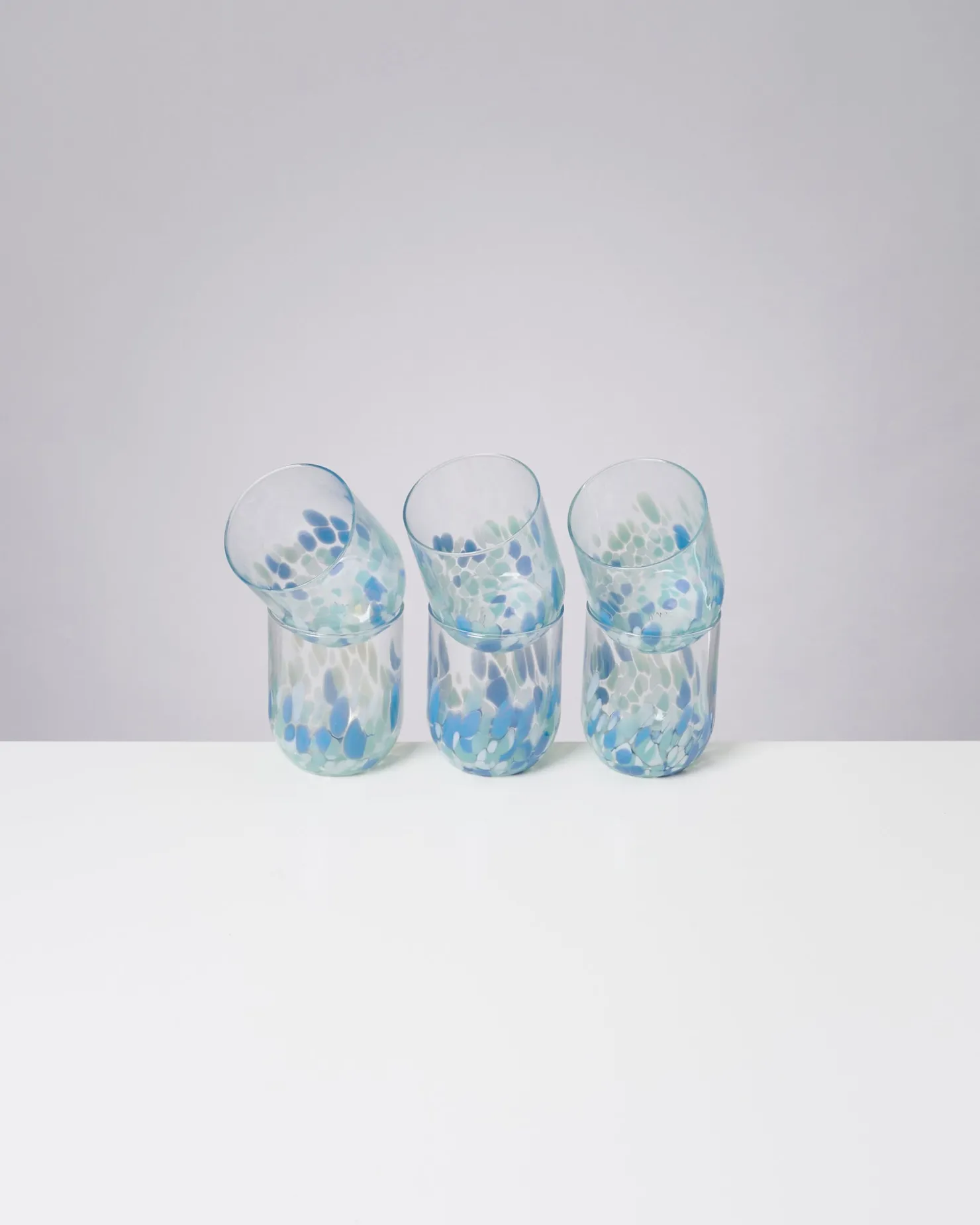 alegria_set_of__glass_large_drops_blue_white_4.webp Motel a Miio Große Gläser | Gläser Sets %^Alegria Set Of 6 Glass Large drops blue white