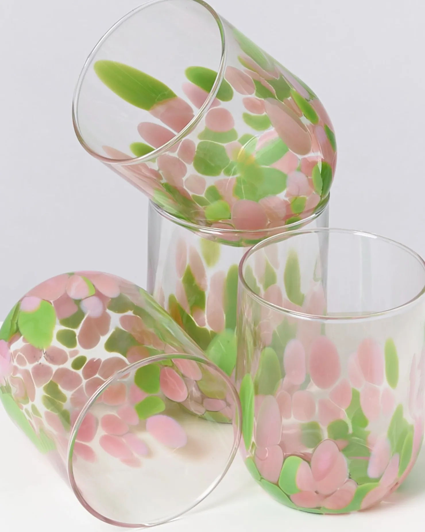 Motel a Miio Große Gläser | Gläser Sets %^Alegria Set Of 4 Glass Large Drops Pink Green drops rosa grün