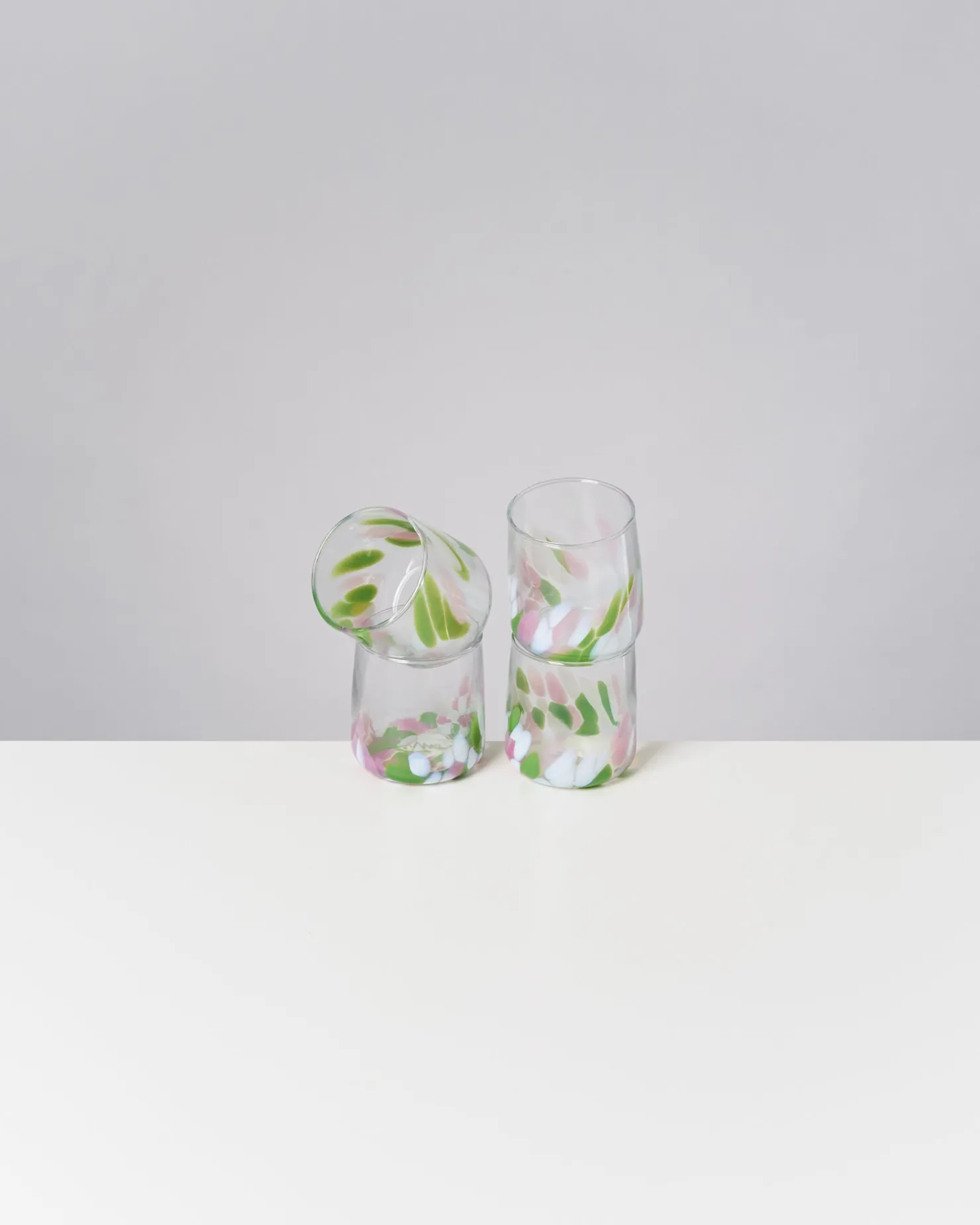 Motel a Miio Kleine Gläser | Gläser Sets %^Alegria Set Of 4 Glasses Small big drops pink green
