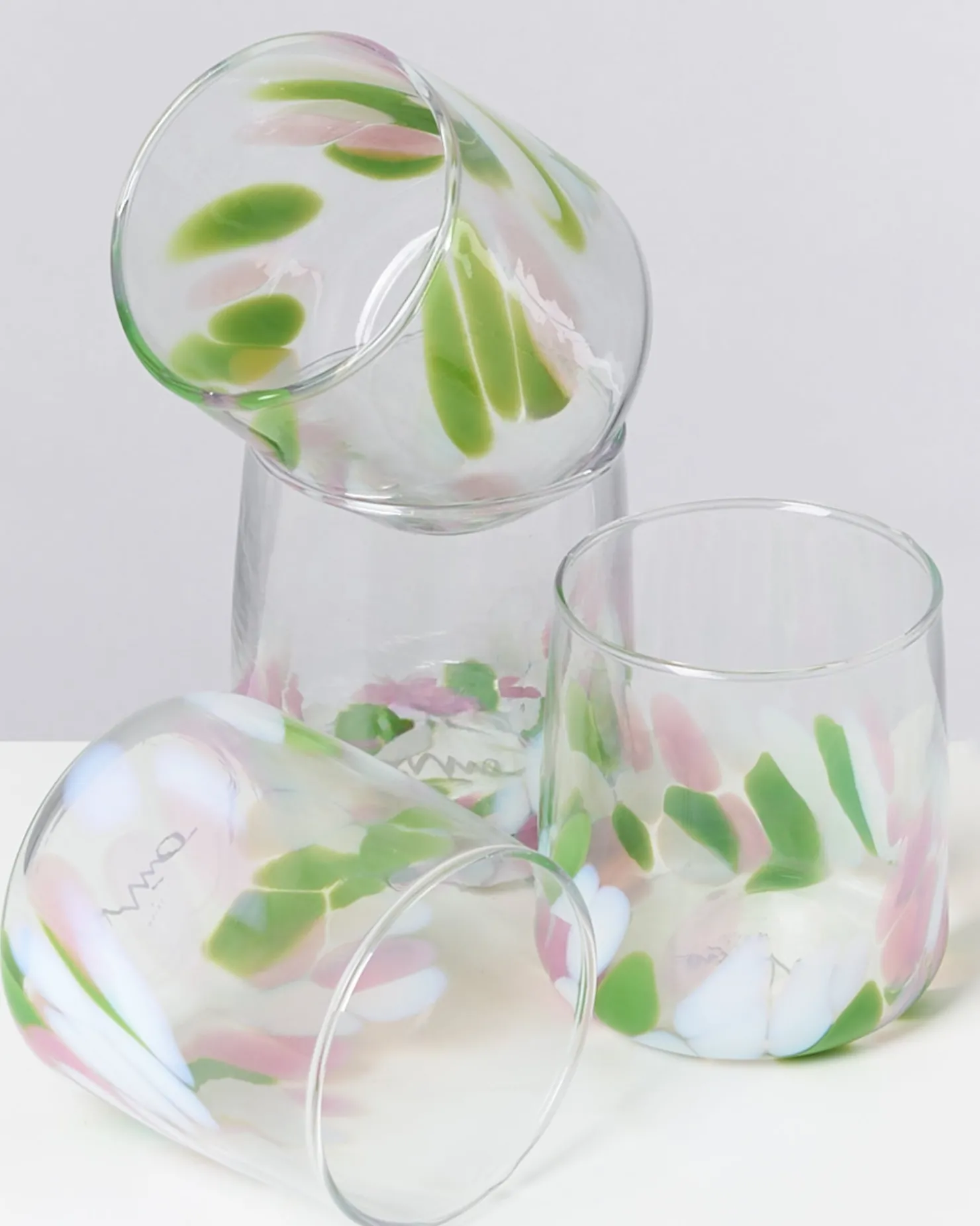 Motel a Miio Kleine Gläser | Gläser Sets %^Alegria Set Of 4 Glasses Small big drops pink green