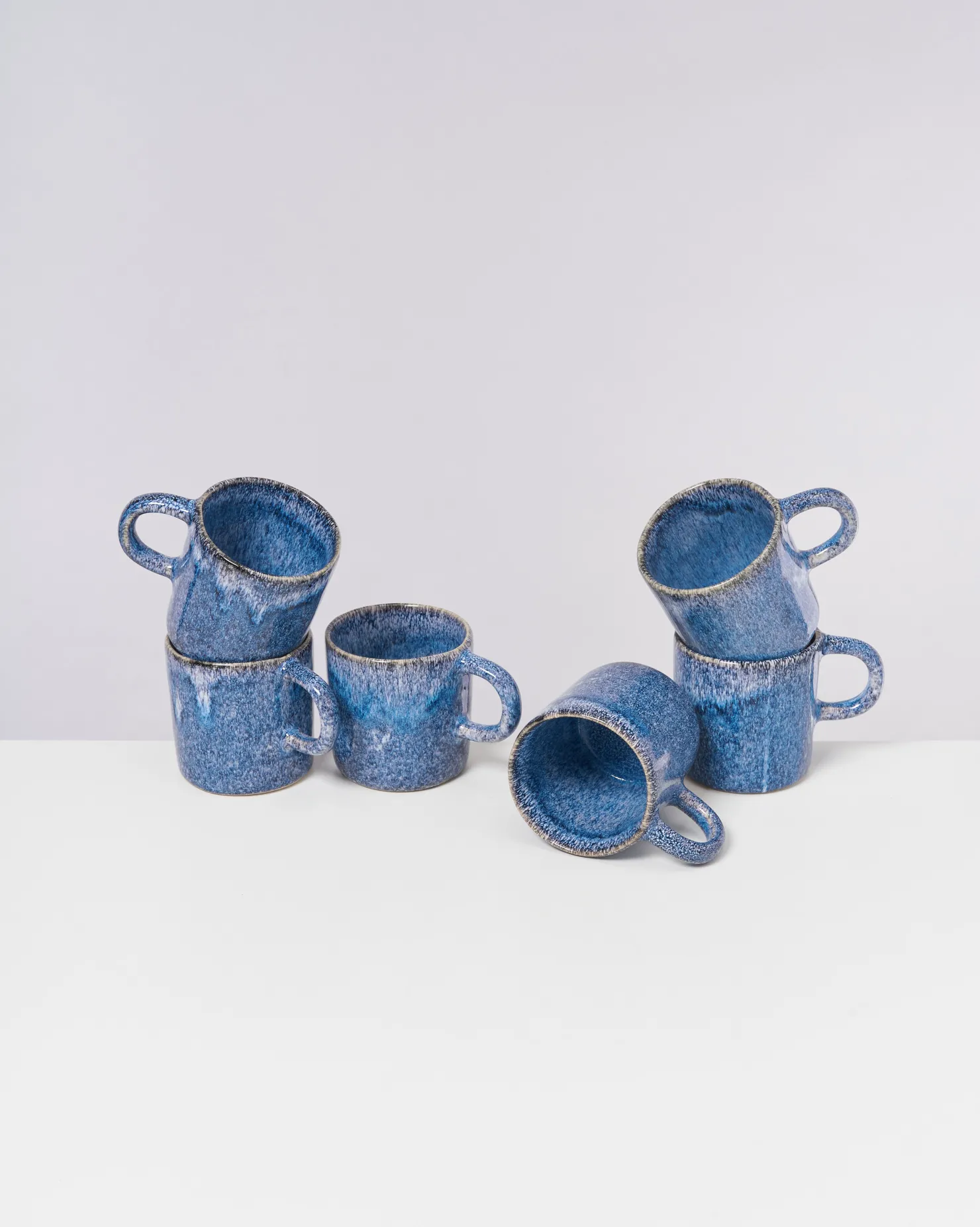 Motel a Miio Tassen-Sets^Cordoama - Set Of 6 Mugs Big Blue Speckled speckled blue