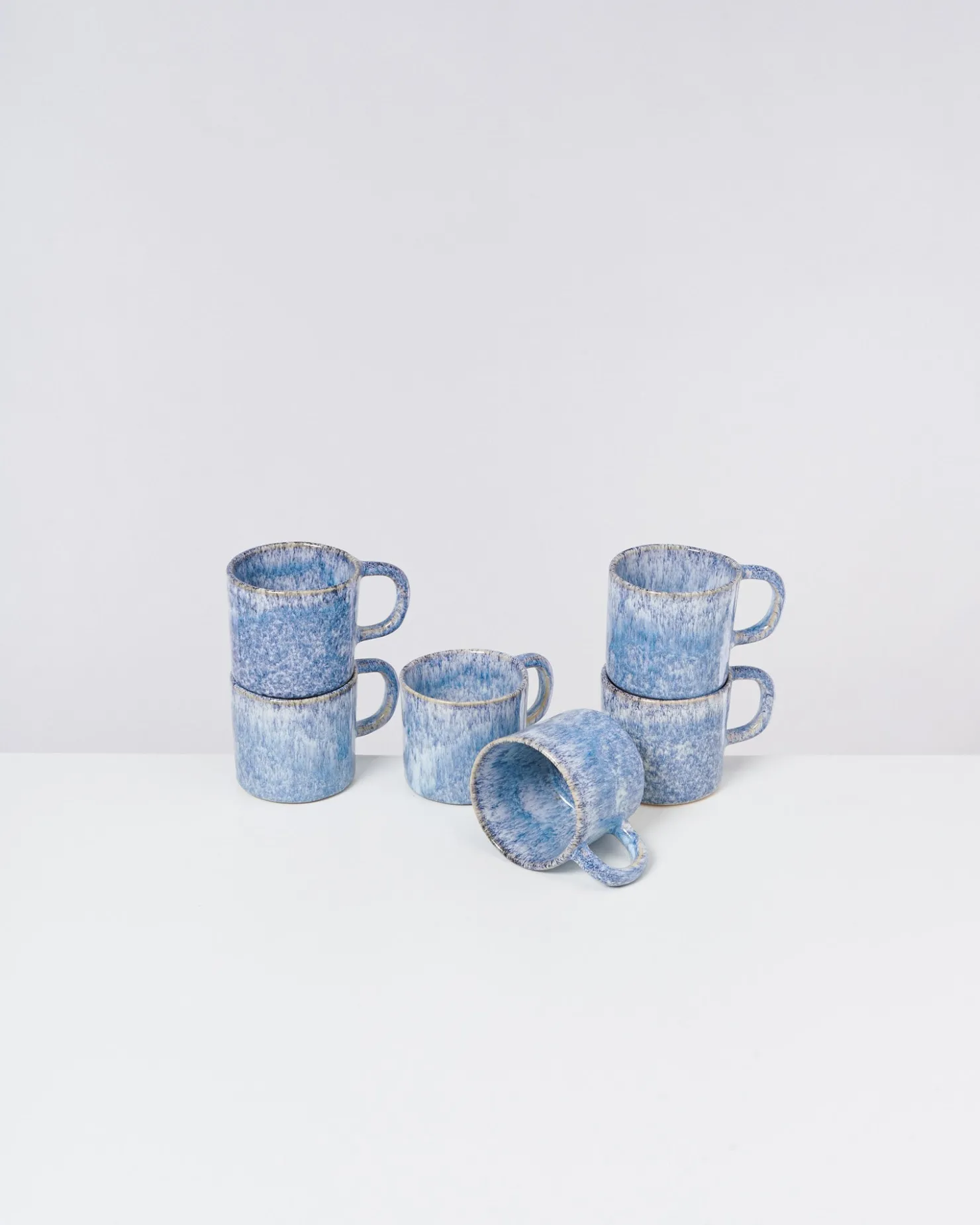 Motel a Miio Tassen-Sets^Cordoama - Set Of 6 Mugs Small Blue Speckled speckled blue