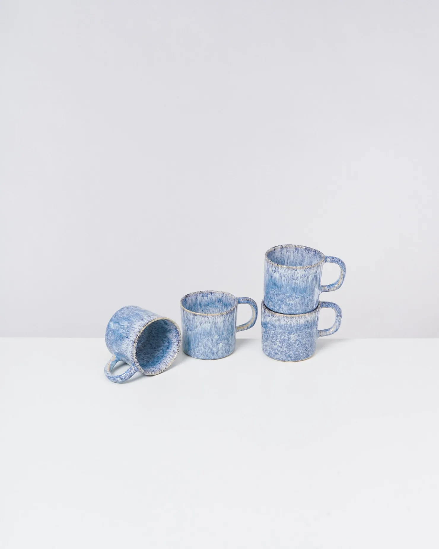 Motel a Miio Tassen-Sets^Cordoama - Set Of 4 Mugs Small Blue Speckled speckled blue