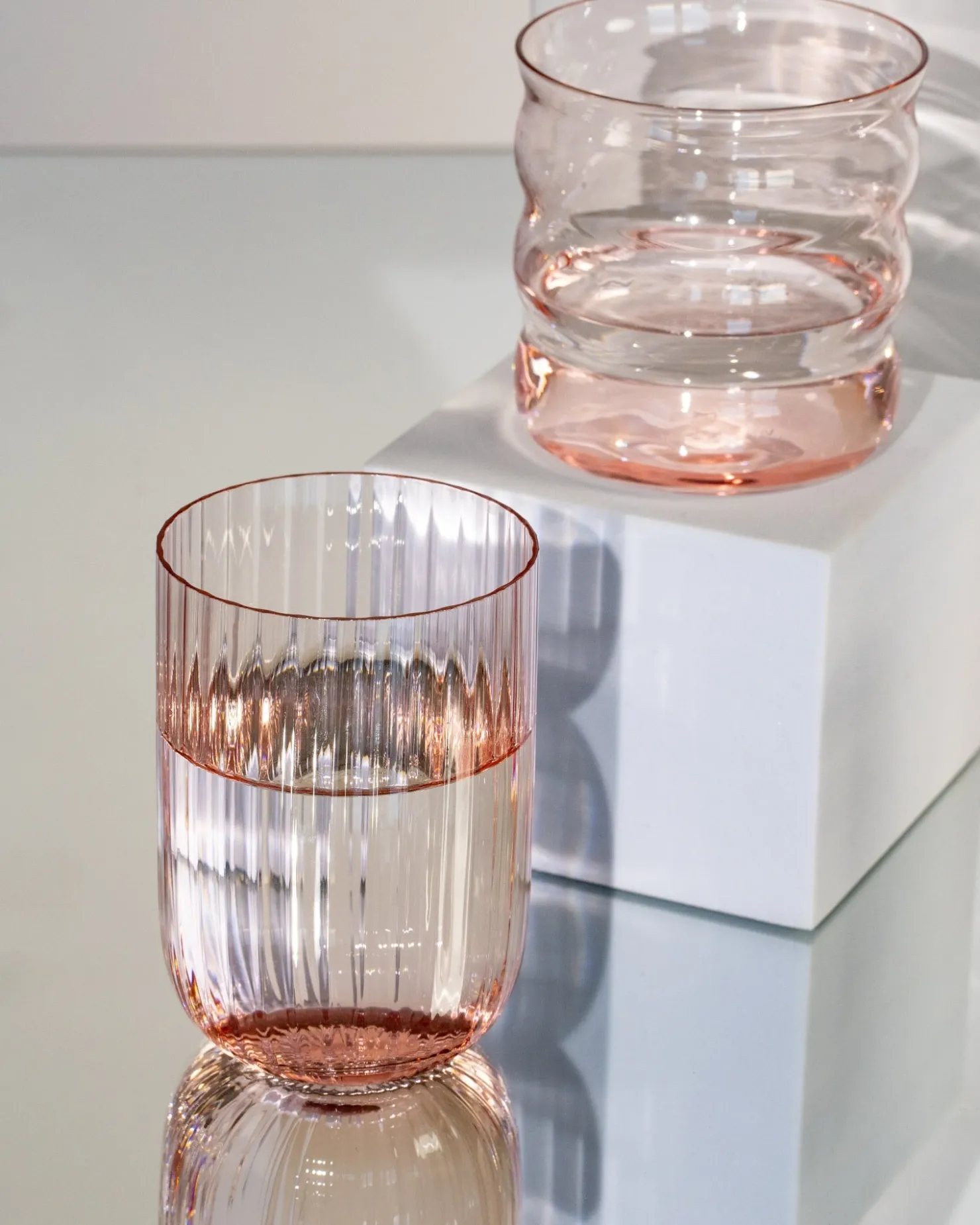 Motel a Miio Große Gläser^Joia - Glas Riffled pink opal