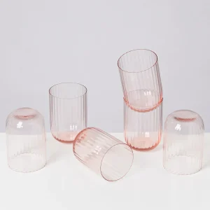 Motel a Miio Große Gläser | Gläser Sets %^Joia 6er Set Glas Riffled pink opal