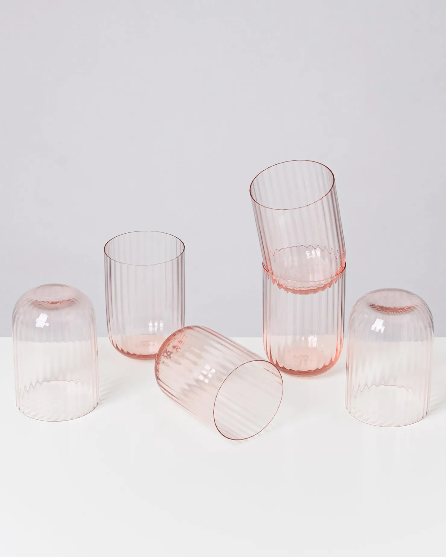 Motel a Miio Große Gläser | Gläser Sets %^Joia 6er Set Glas Riffled pink opal