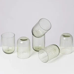 Motel a Miio Große Gläser | Gläser Sets %^Joia 6er Set Glas Riffled smaragd