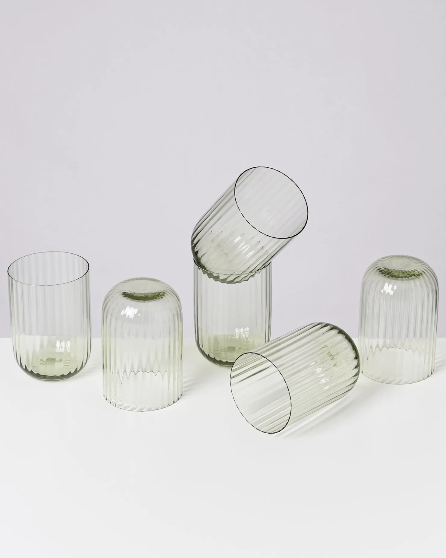 Motel a Miio Große Gläser | Gläser Sets %^Joia 6er Set Glas Riffled smaragd