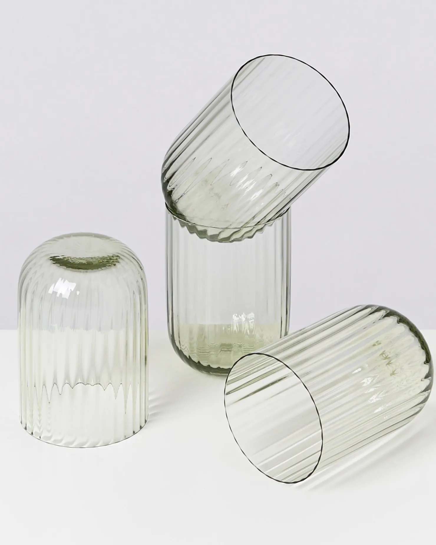 joia_er_set_glas_riffled_smaragd_6.webp Motel a Miio Kleine Gläser | Gläser Sets %^Joia 4er Set Glas Riffled smaragd