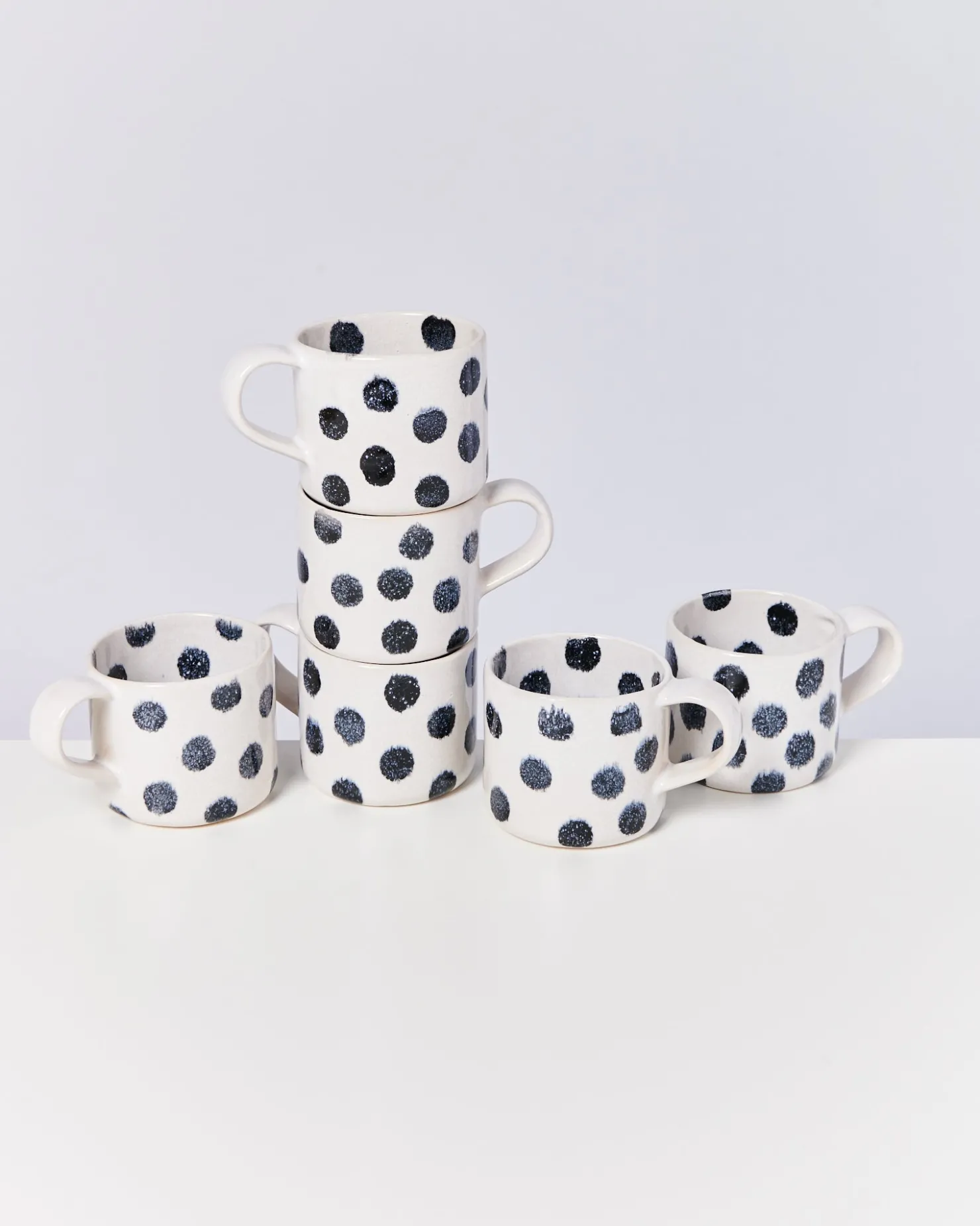 Motel a Miio Tassen-Sets^Nódoa - Set Of 6 Mugs Black Dots schwarze Punkte
