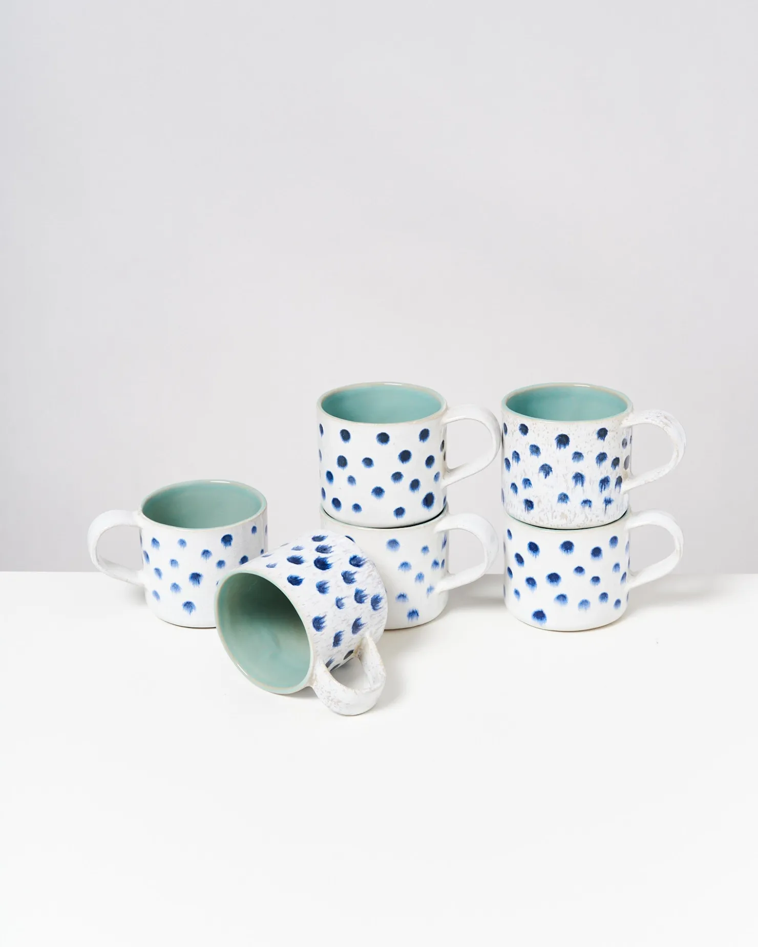 Motel a Miio Tassen-Sets^Nódoa - Set Of 6 Mugs Mint With Dots mint mit Punkten