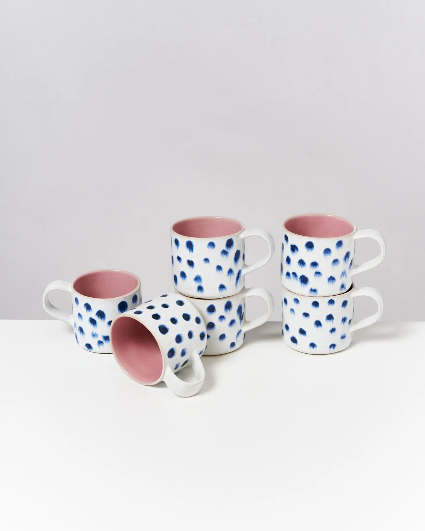 Motel a Miio Tassen-Sets^Nódoa - Set Of 6 Mugs Pink With Dots rosa mit Punkten