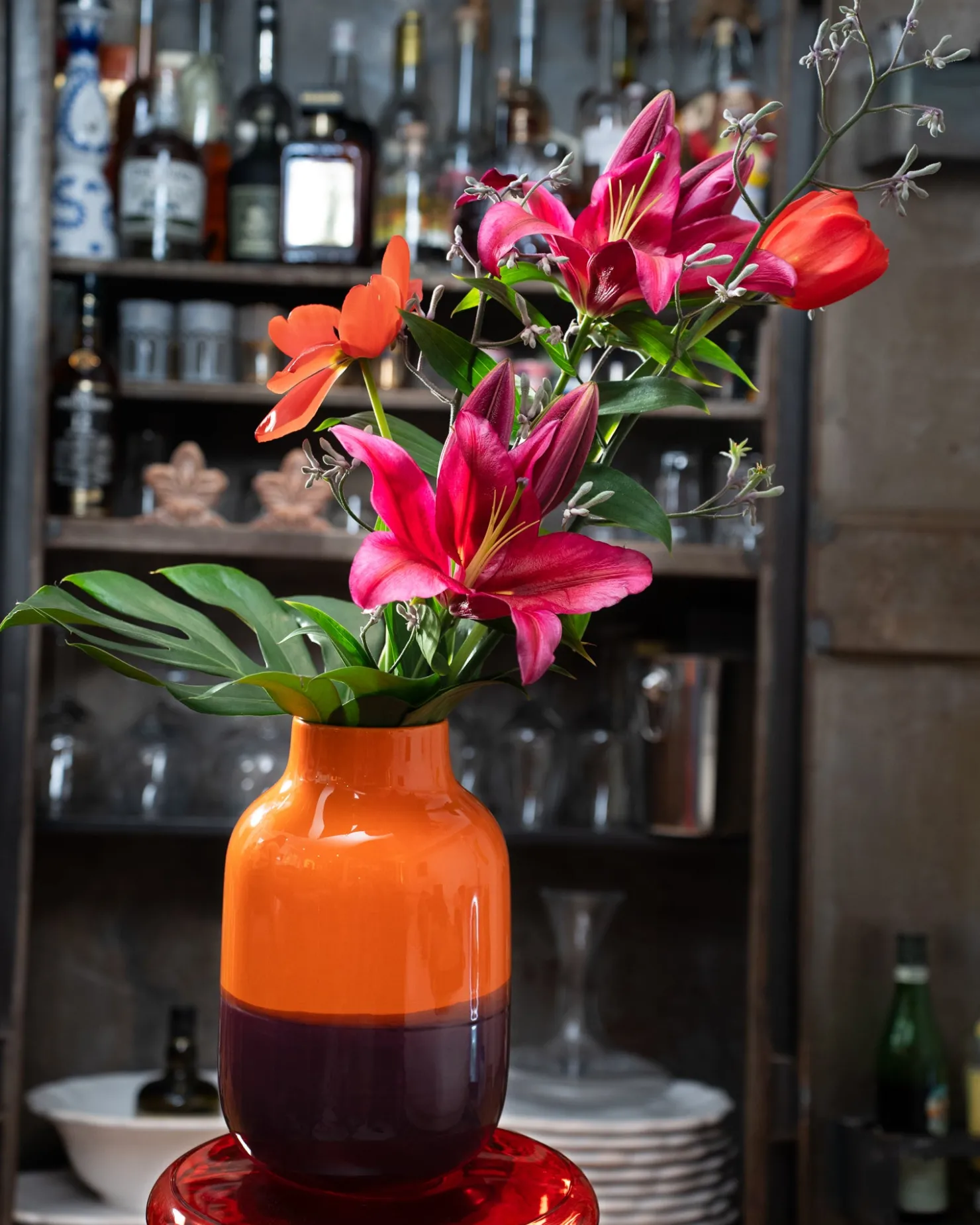 Motel a Miio Große Vasen^Nuno Vase L - orange darklilac